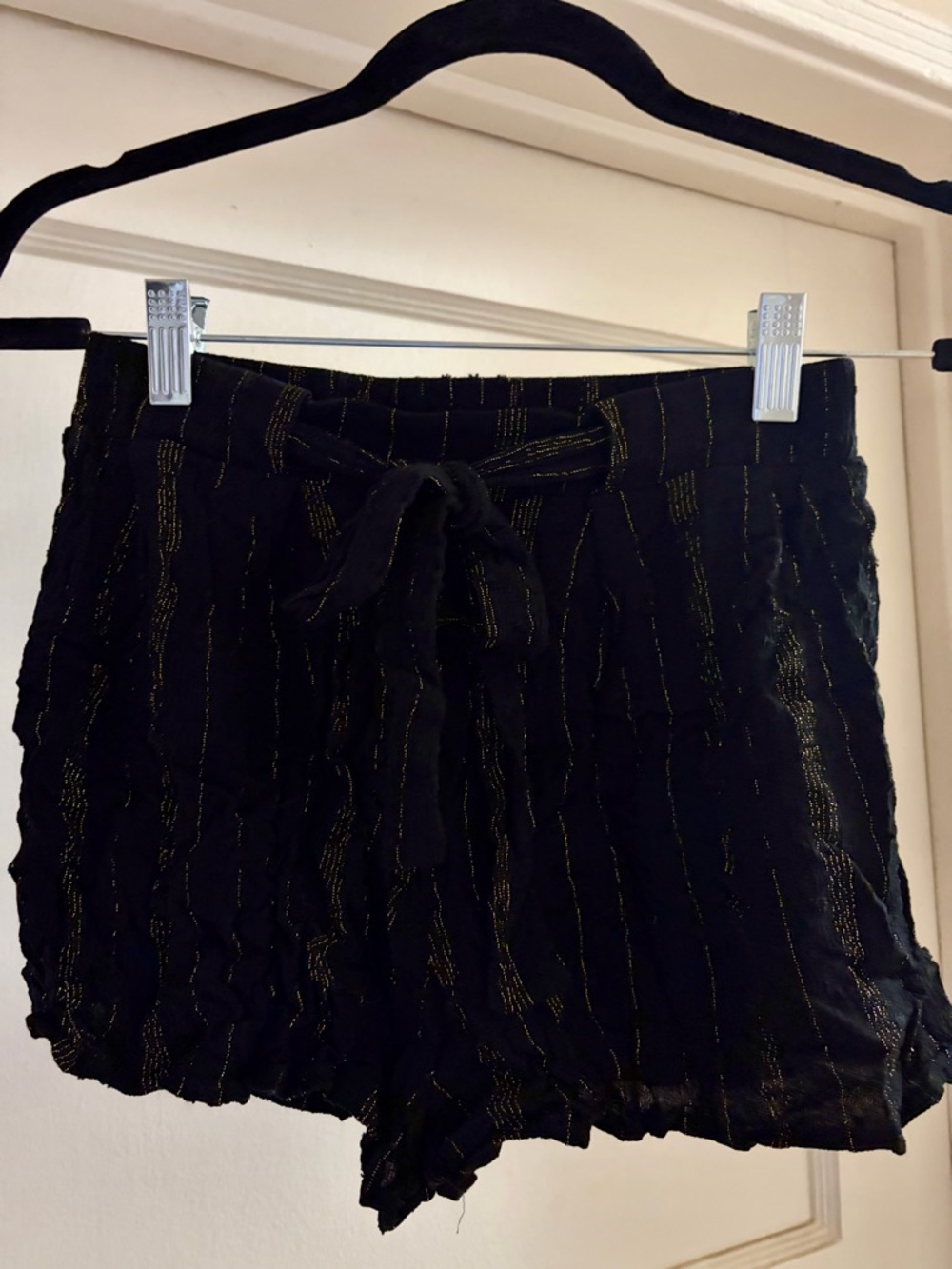 Alya Black Shorts with Gold Threading